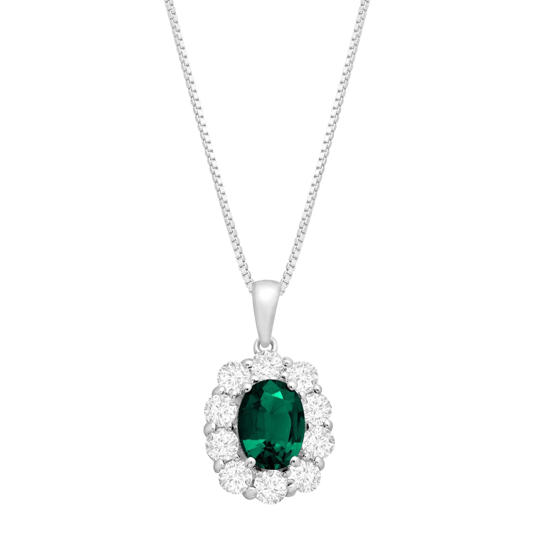 2 1 Ct Oval Cut Created Emerald And White Sapphire Pendant The Details
