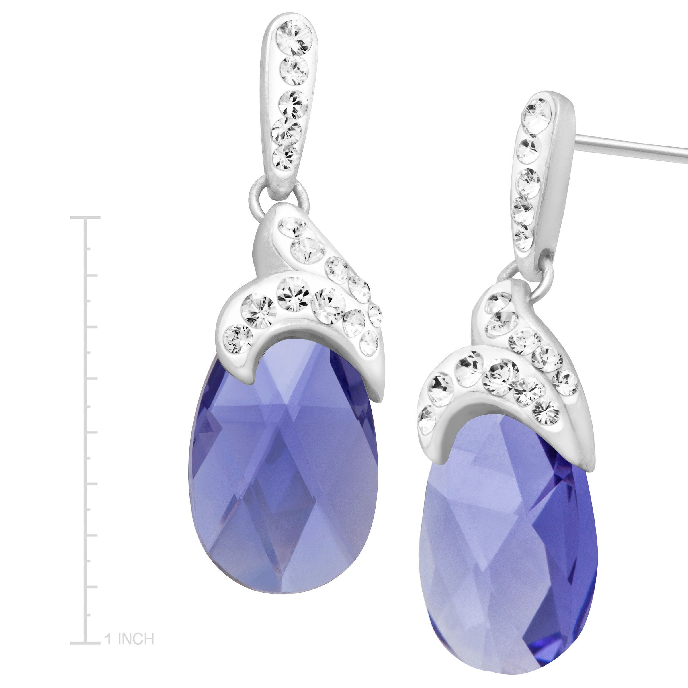 Drop Earrings With Lavender Swarovski Crystal In Sterling Silver Drop Earrings With Lavender Swarovski Crystal In Sterling Silver