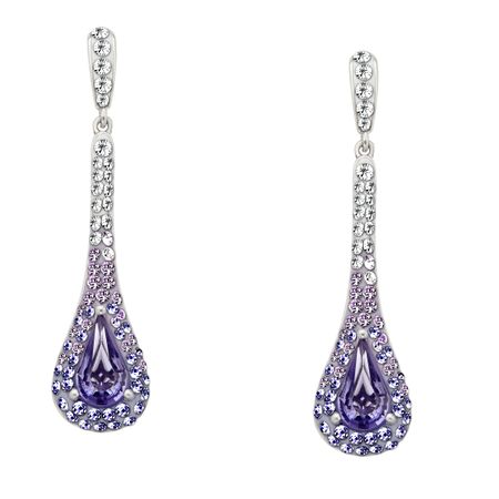 Crystaluxe Pendulum Drop Earrings With Purple Lavender White Fade Earrings With Swarovski Crystals