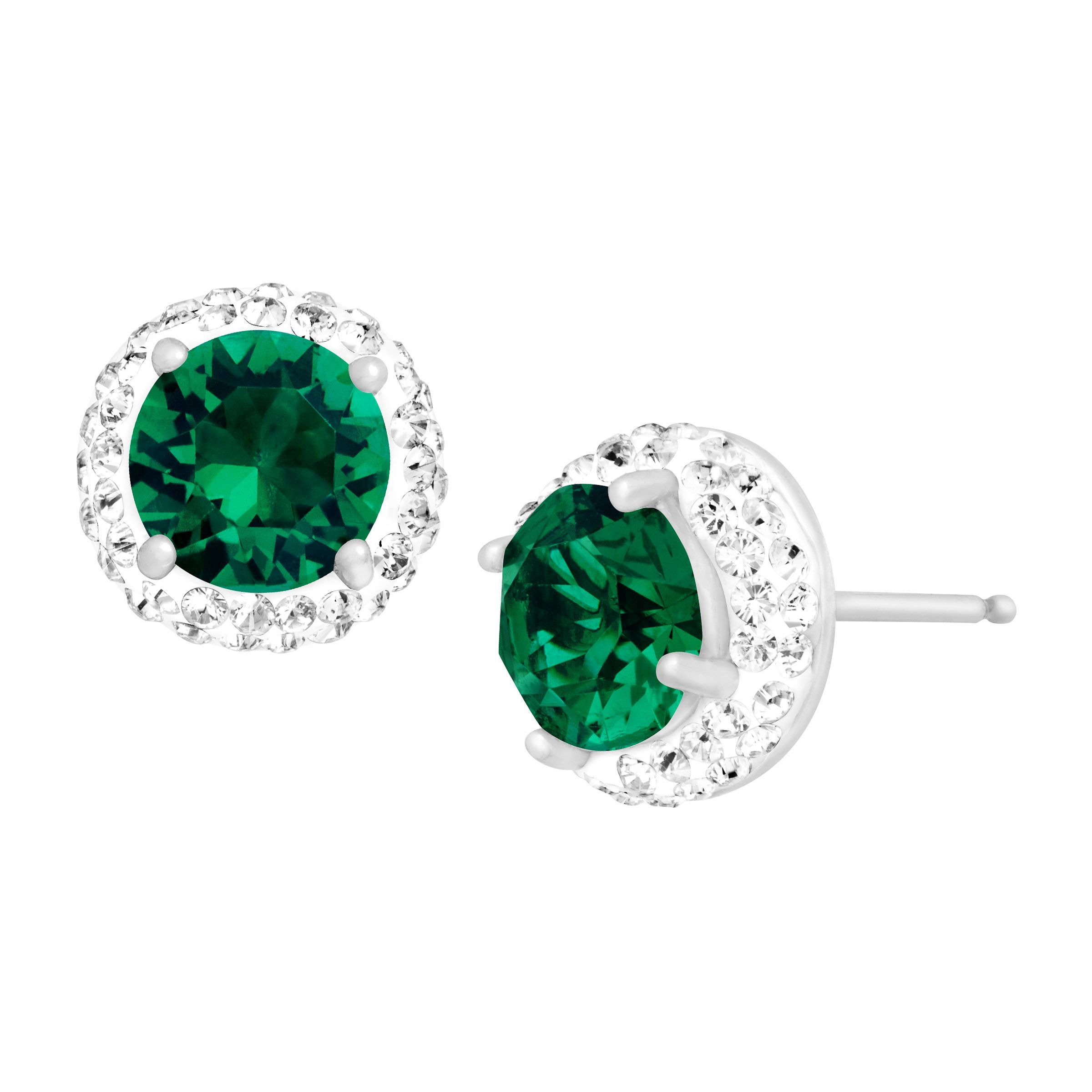 Crystaluxe May Earrings With Green Swarovski Crystals In Sterling Crystaluxe May Earrings With Green Swarovski Crystals In Sterling Silver