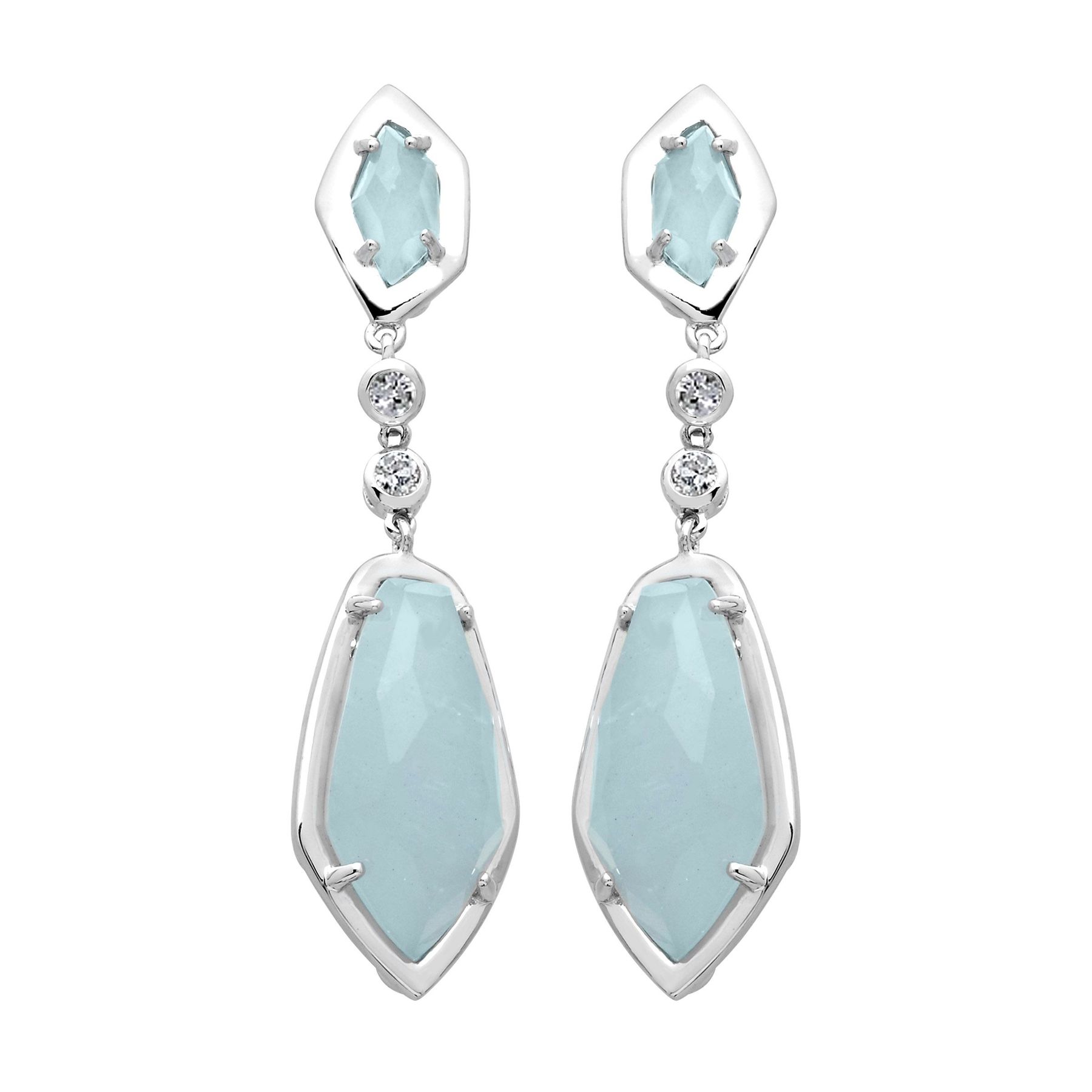 9 Ct Natural Aquamarine White Quartz Drop Earrings In Sterling The Details