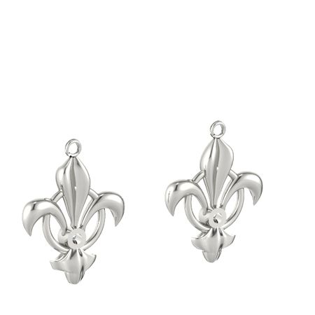 Fleur De Lis Earrings 18k White Gold Earring With Diamond Fleur De Lis Earrings 18k White Gold Earring With Diamond