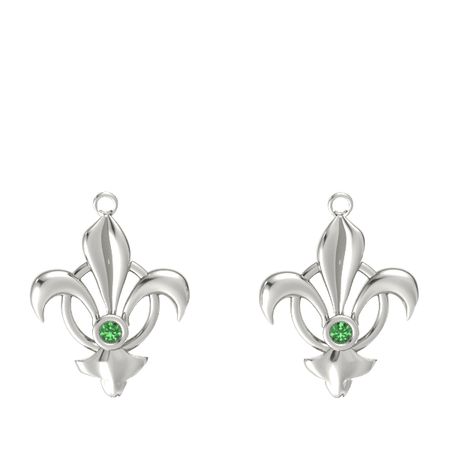 14k White Gold Earring With Emerald Fleur De Lis Earrings Gemvara Fleur De Lis Earrings