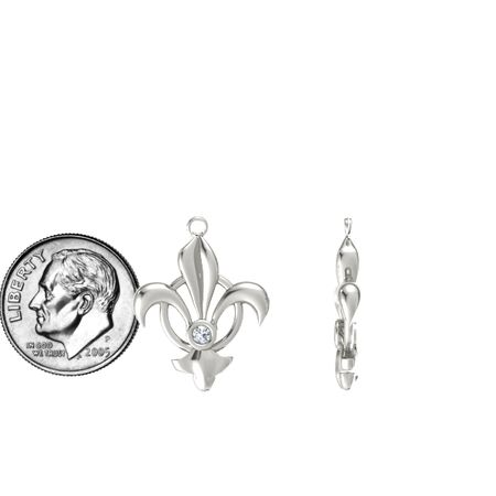 Fleur De Lis Earrings 14k White Gold Earring With Diamond Fleur De Lis Earrings 14k White Gold Earring With Diamond