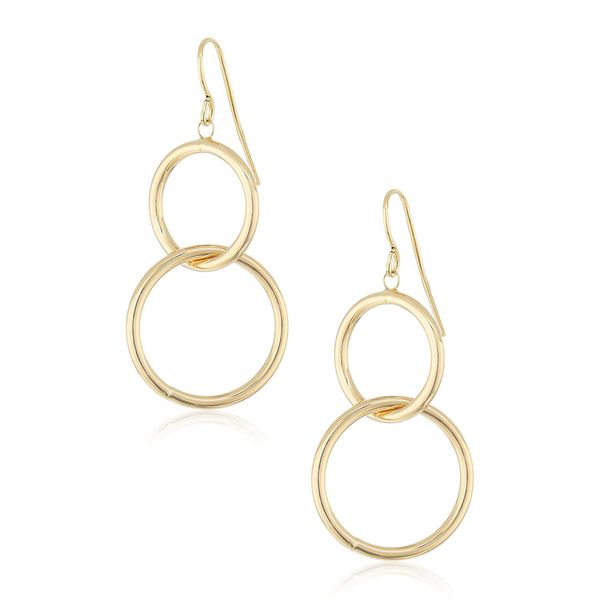 Eternity Gold Double Circle Interlocking Drop Earrings in 10K Gold