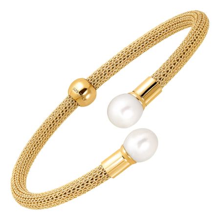 Honora Mesh Cuff Bracelet With Freshwater Pearls In 18k Gold Plated Mesh Cuff Bracelet With Pearls