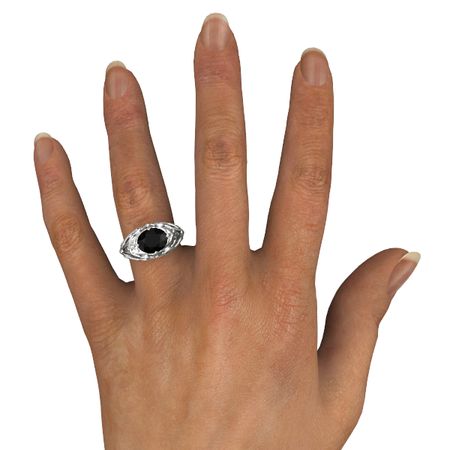 Oval Black Onyx Sterling Silver Ring Hearts Crown Ring Gemvara