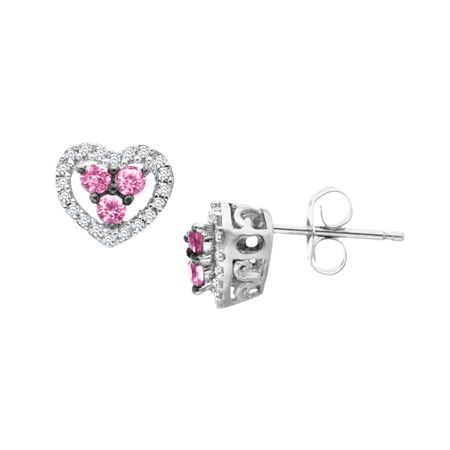 Natural Pink Shire And 1 10 Ct Diamond Heart Stud Earrings In 14k Pink Shire Heart Stud Earrings