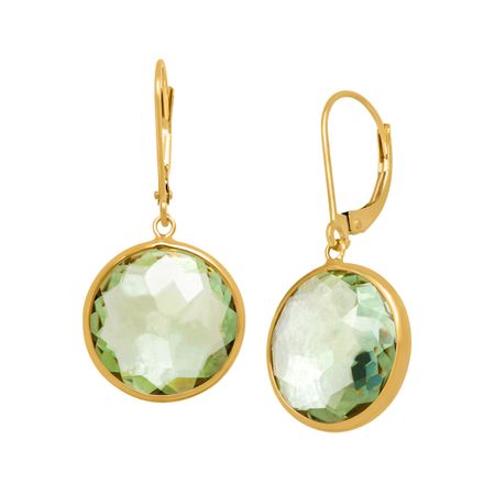 13 Ct Green Amethyst Drop Earrings In 14k Gold 13 Ct Green Amethyst Drop Earrings